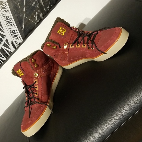 DC Men's Hi-top Skateboard Shoes Winter Sneakers Runners / Sz 13 / Brick Red - Picture 5 of 17
